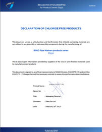 DECLARATION OF CHLORIDE FREE